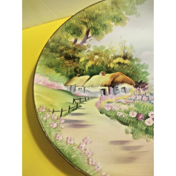 Vintage Hand Painted Nippon Japan Decorator Plate 10 /4" Rural Cottage Scene - Picture 3 of 10